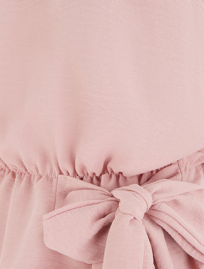 Top à col américain et noeud - Rose - 3