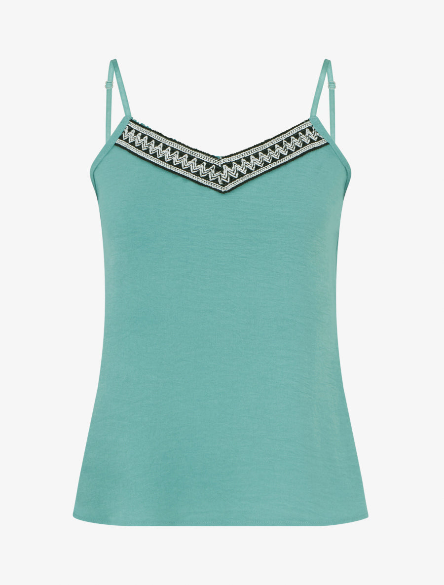 Caraco à col V brodé - Vert d&