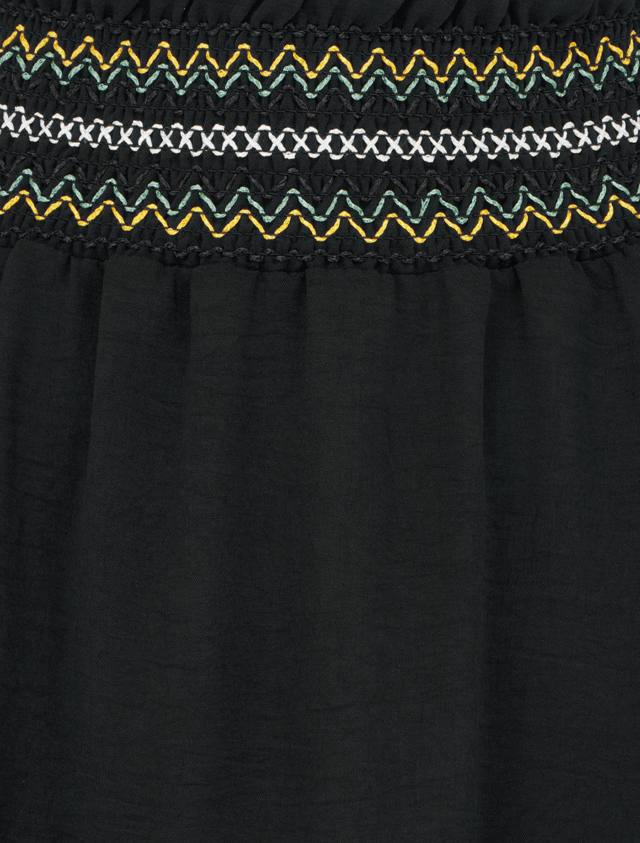 Jupe longue évasée à taille élastiquée - Noir - 3