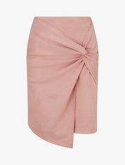 Gerader Rock aus Wildlederimitat mit Zopfmuster-Effekt - Rose