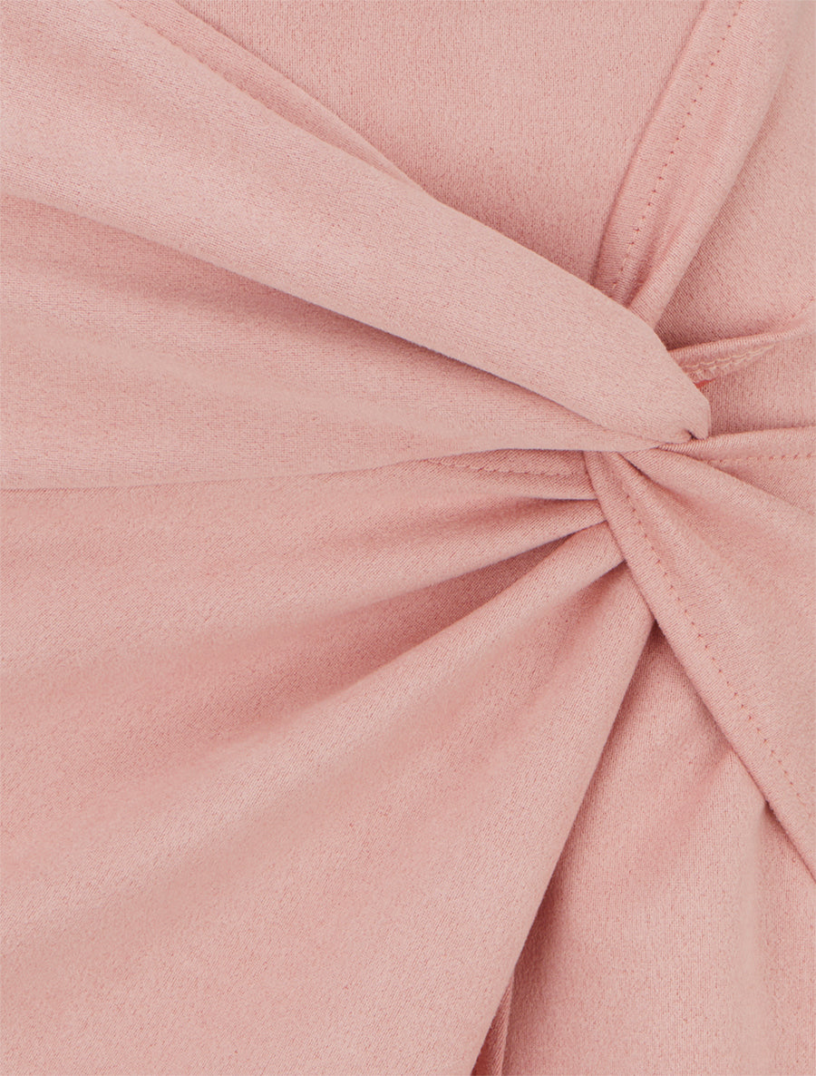 Gerader Rock aus Wildlederimitat mit Zopfmuster-Effekt - Rose