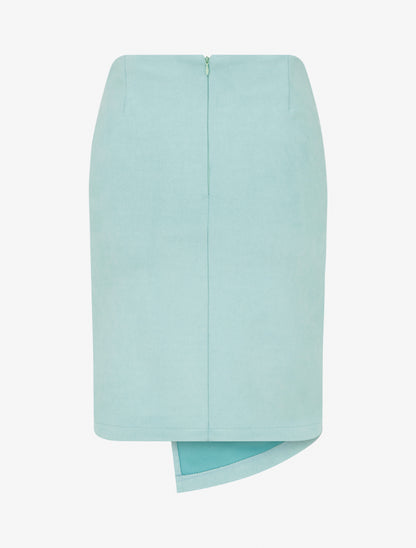 Jupe droite en suédine effet torsadé - Vert d&