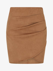 Jupe courte en suédine - Camel - 1
