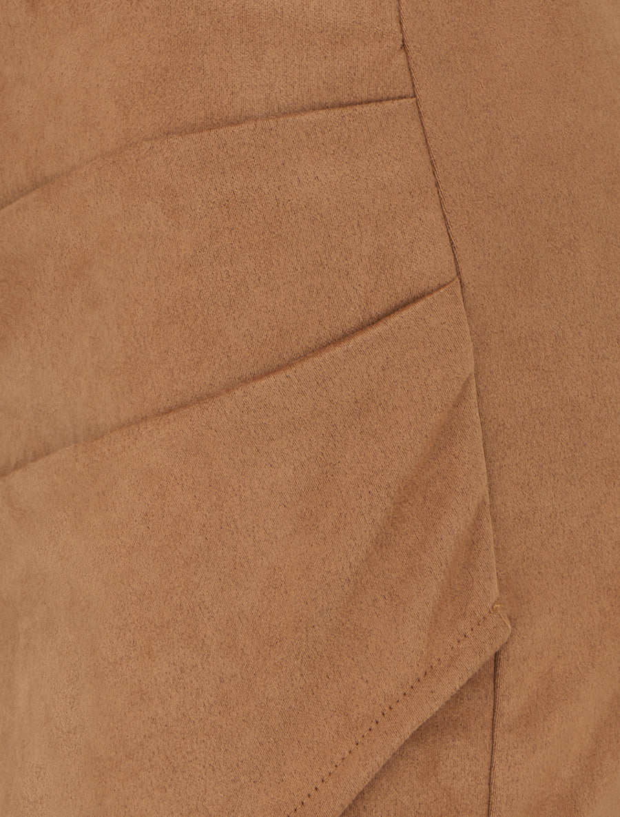 Jupe courte en suédine - Camel - 3