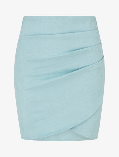 Jupe courte en suédine - Turquoise - 1