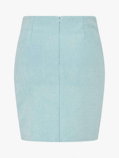 Jupe courte en suédine - Turquoise - 2
