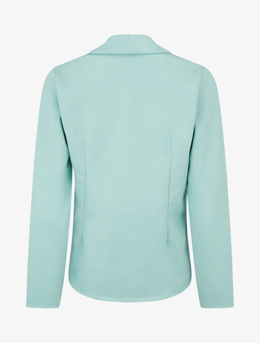 Veste en suédine droite à col châle - Vert d&