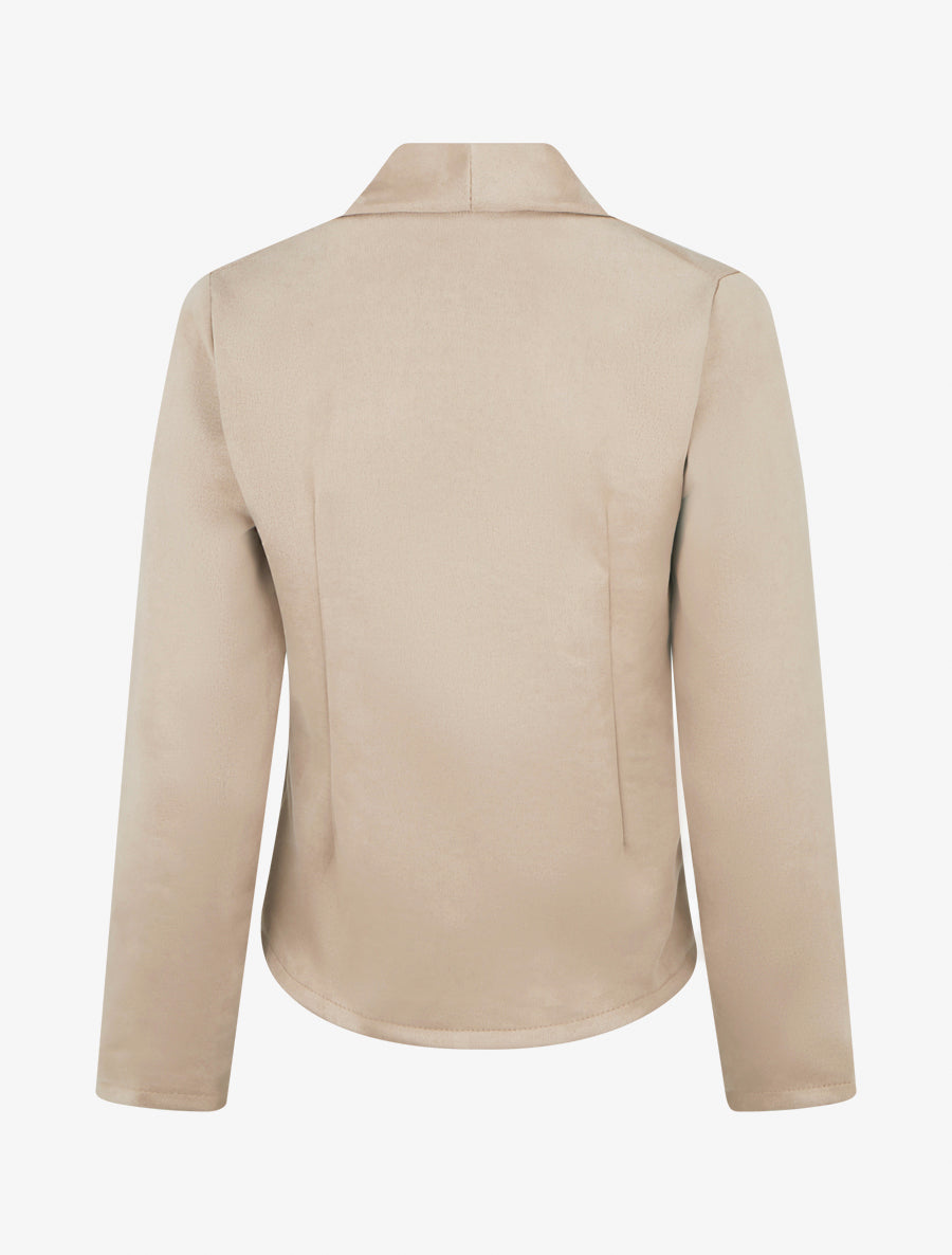 Veste en suédine droite à col châle - Beige - 2