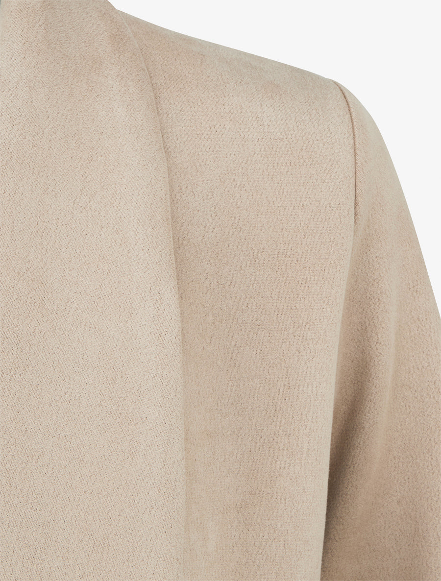 Veste en suédine droite à col châle - Beige - 3