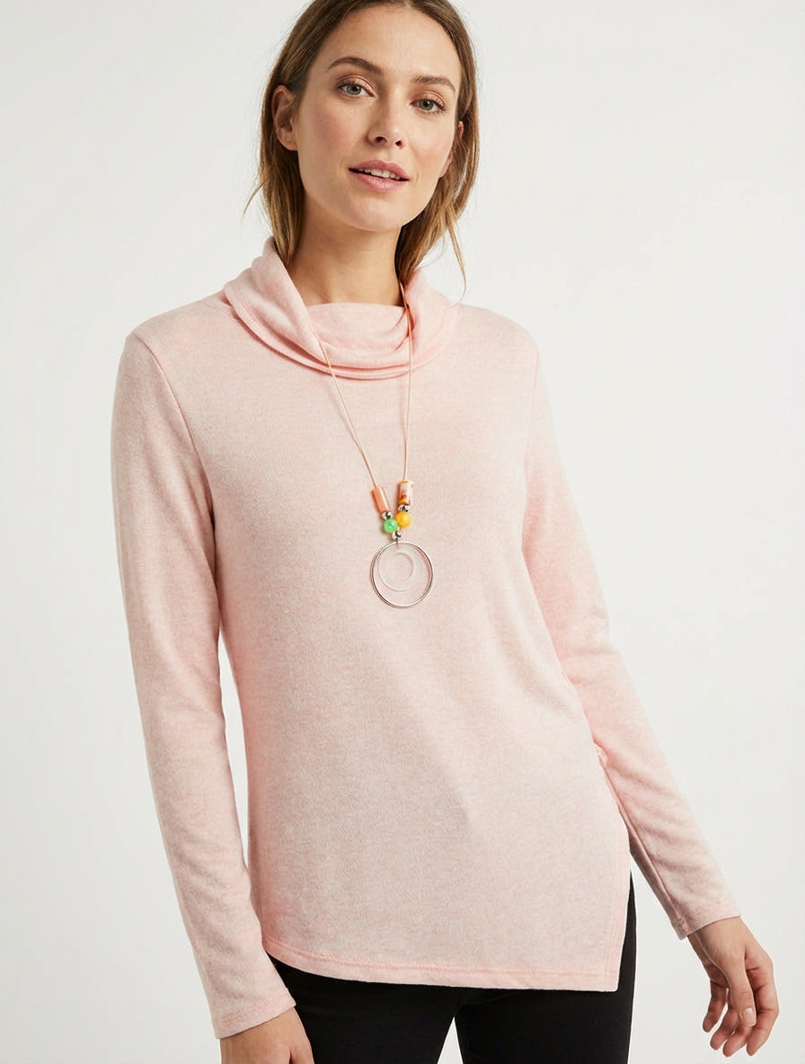 Asymmetrischer Pullover mit Wasserfallausschnitt - Rose