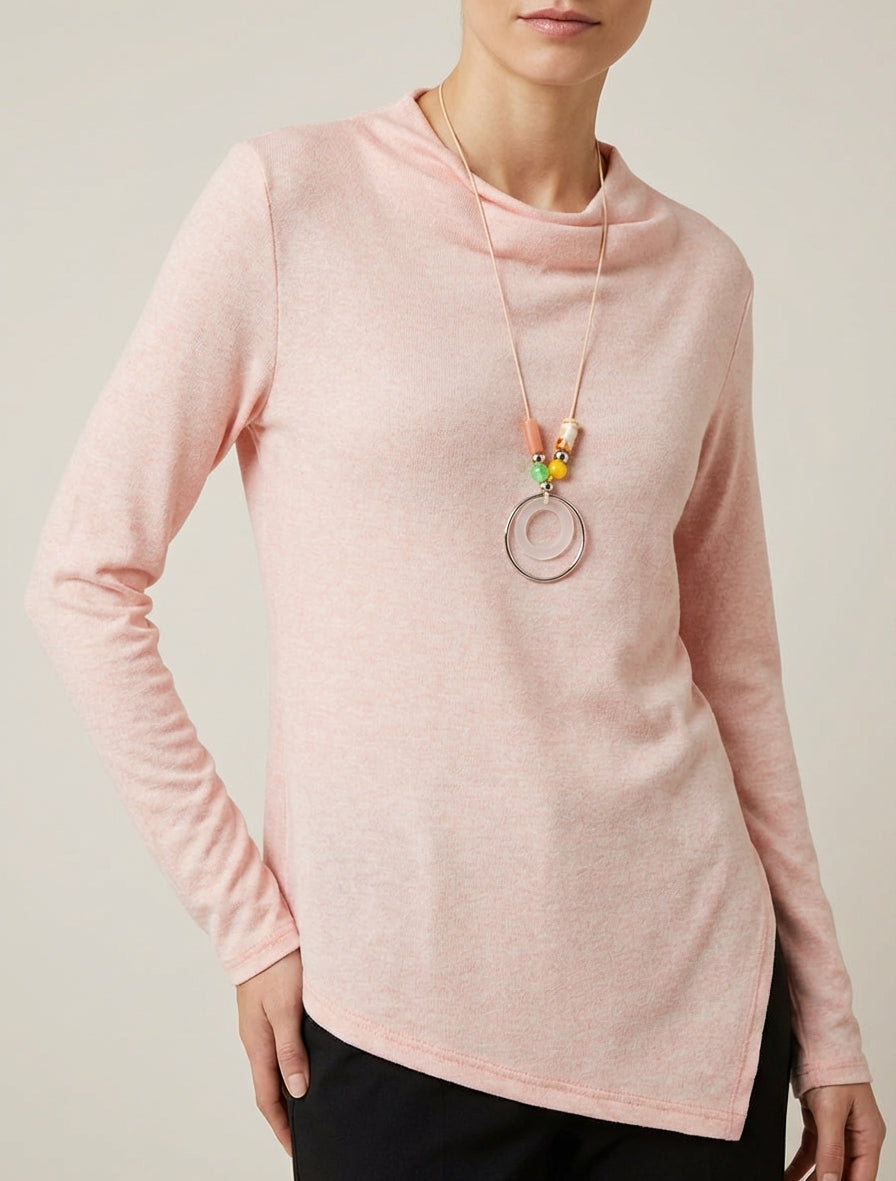 Asymmetrischer Pullover mit Wasserfallausschnitt - Rose