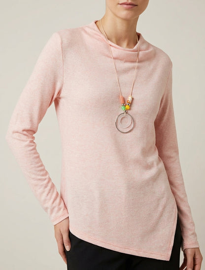 Asymmetrischer Pullover mit Wasserfallausschnitt - Rose