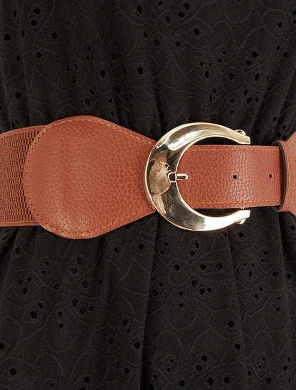 Robe évasée sans manches en broderie anglaise - Noir - 3