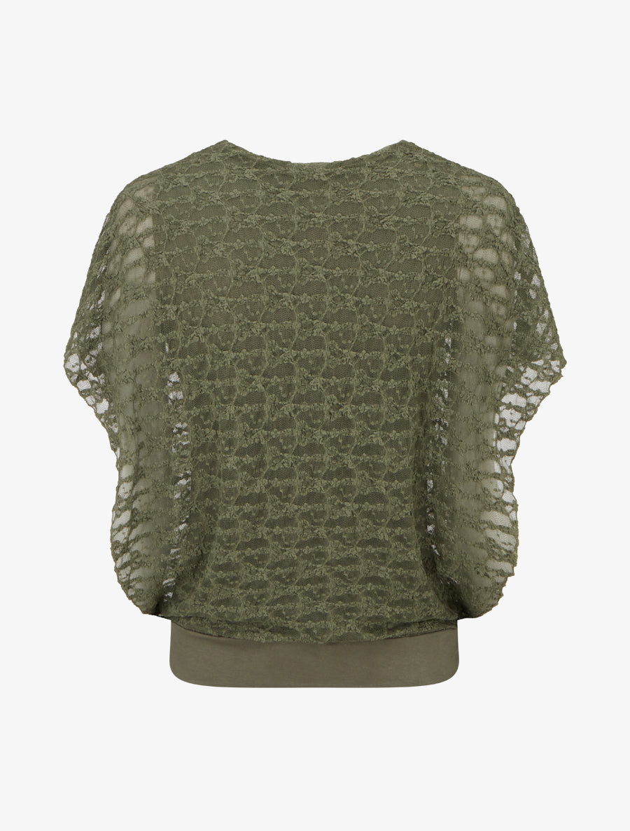 Top boule en dentelle - Kaki - 2