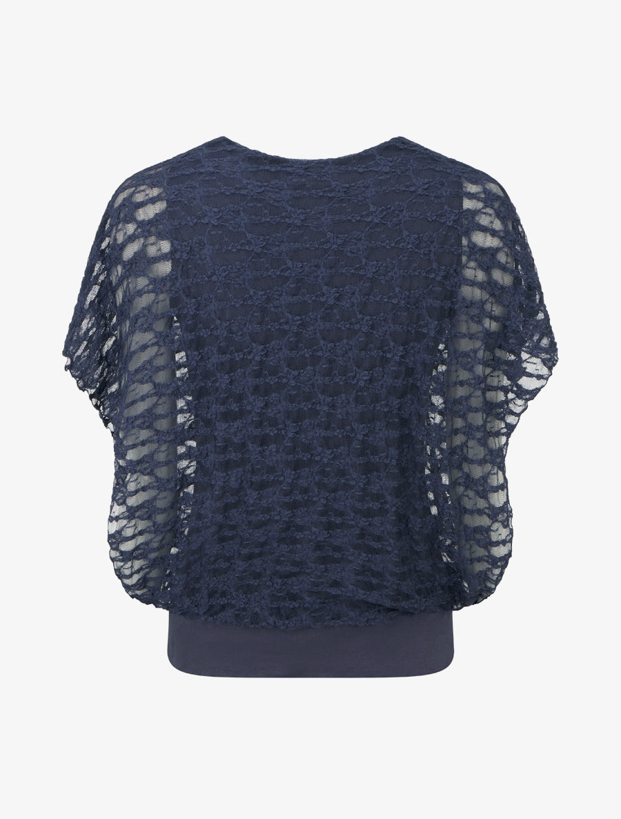 Top boule en dentelle - Marine - 2
