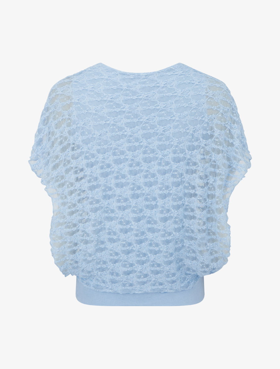 Top boule en dentelle - Bleu ciel - 2