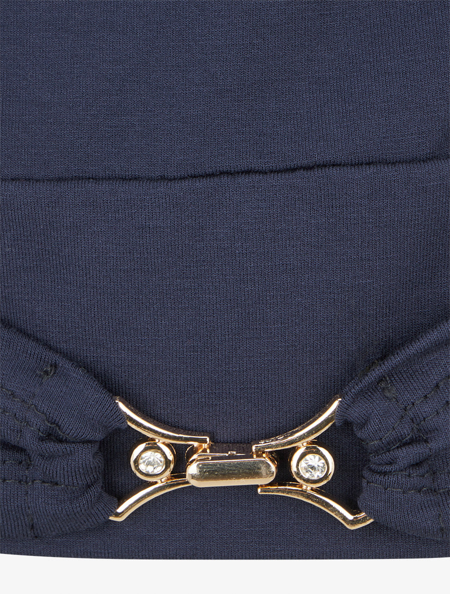 Top uni à empiècement bijou strassé - Marine - 3