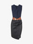Robe bimatière à col V - Noir - 1