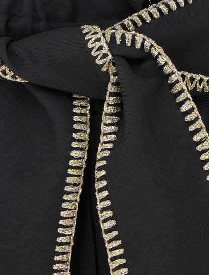 Pantalon ceinturé à détail irisé - Noir - 3