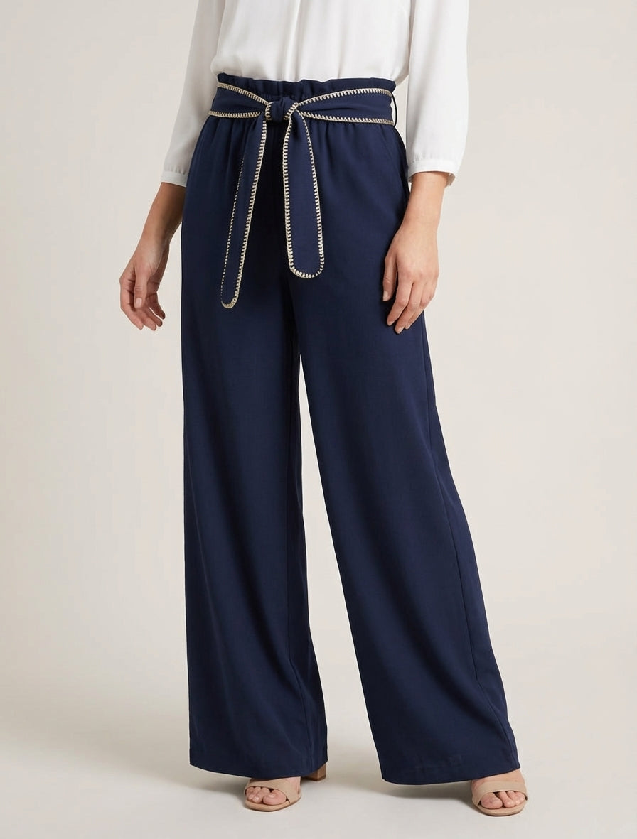 Gürtelhose mit irisierendem Detail - Marine