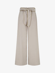 Pantalon ceinturé à détail irisé - Taupe - 1