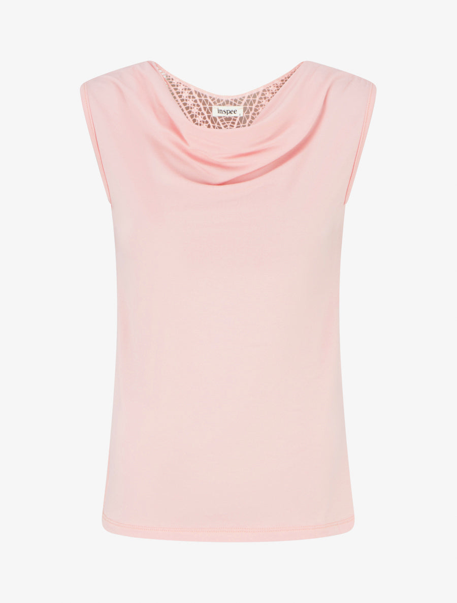 Top uni sans manches à broderie au dos - Rose - 1