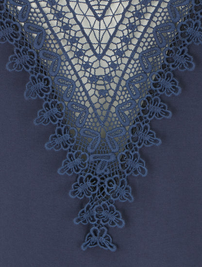 Top uni sans manches à broderie au dos - Marine - 3