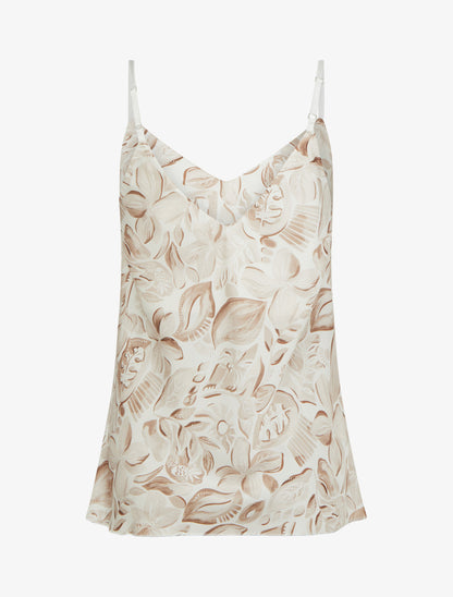 Caraco satiné imprimé feuillage - Beige - 2