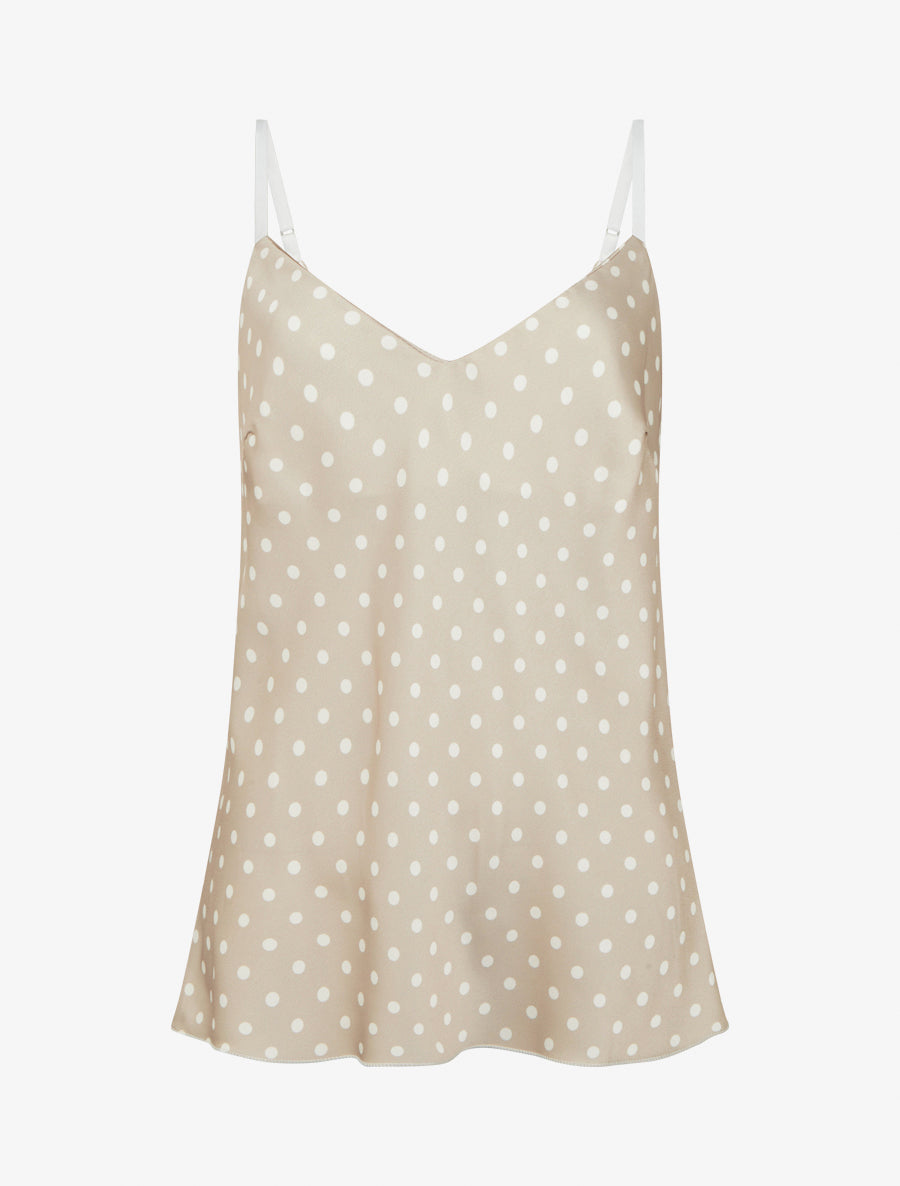 Caraco satiné imprimé à pois - Beige - 1