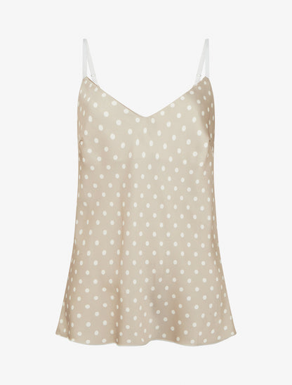 Caraco satiné imprimé à pois - Beige - 1