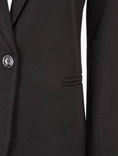 Veste basique cintrée à 1 bouton - Noir - 3