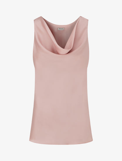 Top satiné sans manches col bénitier - Vieux rose - 1