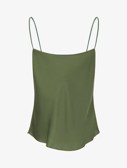 Satinierte Kastenjacke mit Wasserfallausschnitt - Kaki