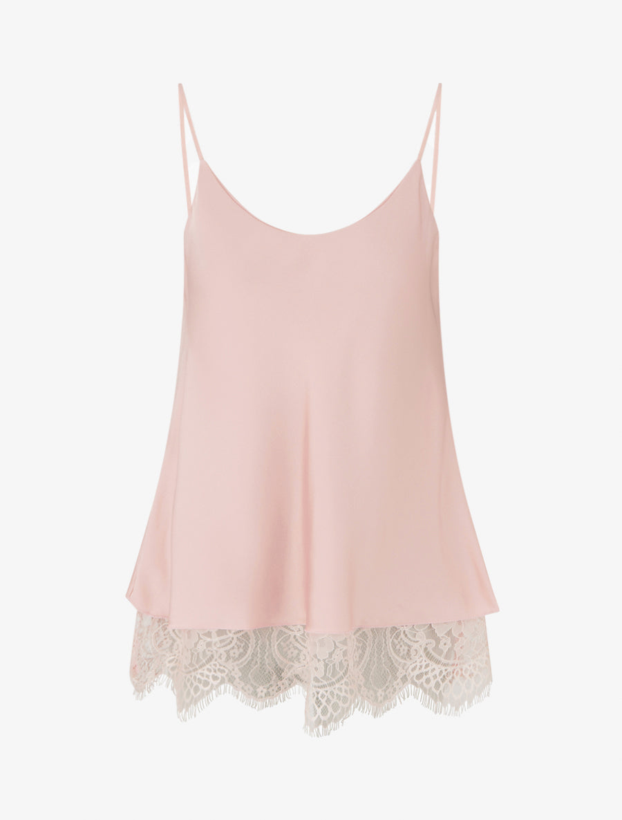 Caraco satiné à bords en dentelle - Rose - 1