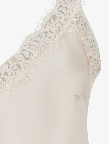 Caraco à bretelles et bords en dentelle - Beige - 3