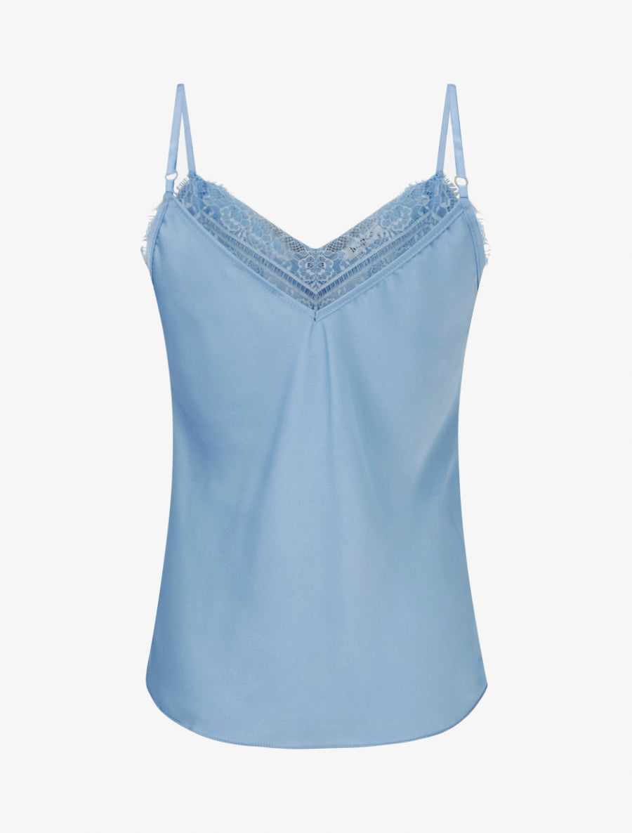 Caraco à col V en dentelle - Bleu ciel - 2