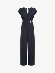 Combinaison ample à col cache-coeur effet drapé - Marine - 1