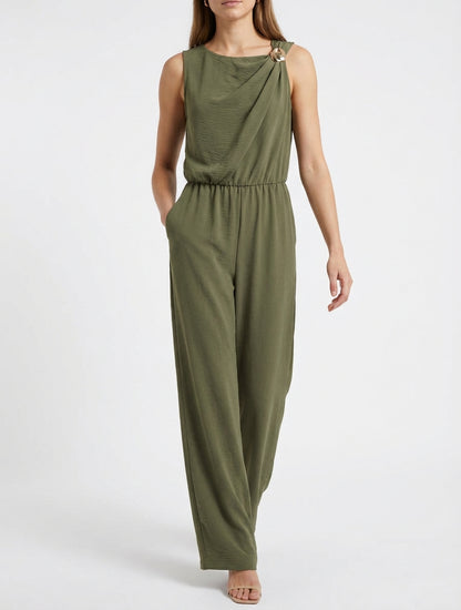 Einteiliger Anzug mit Schmuckeinsatz - Kaki