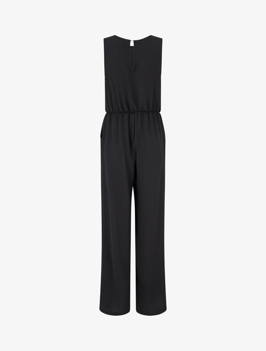 Combinaison unie à empiècement bijou - Noir - 2