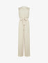 Combinaison boutonnée à épaules en dentelle - Beige - 1