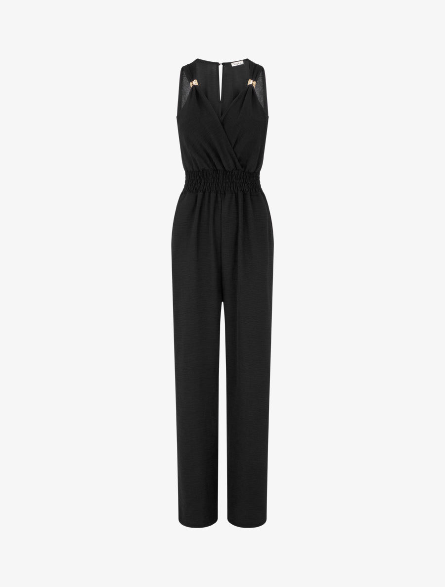 Combinaison ample à bretelles bijoux - Noir - 1