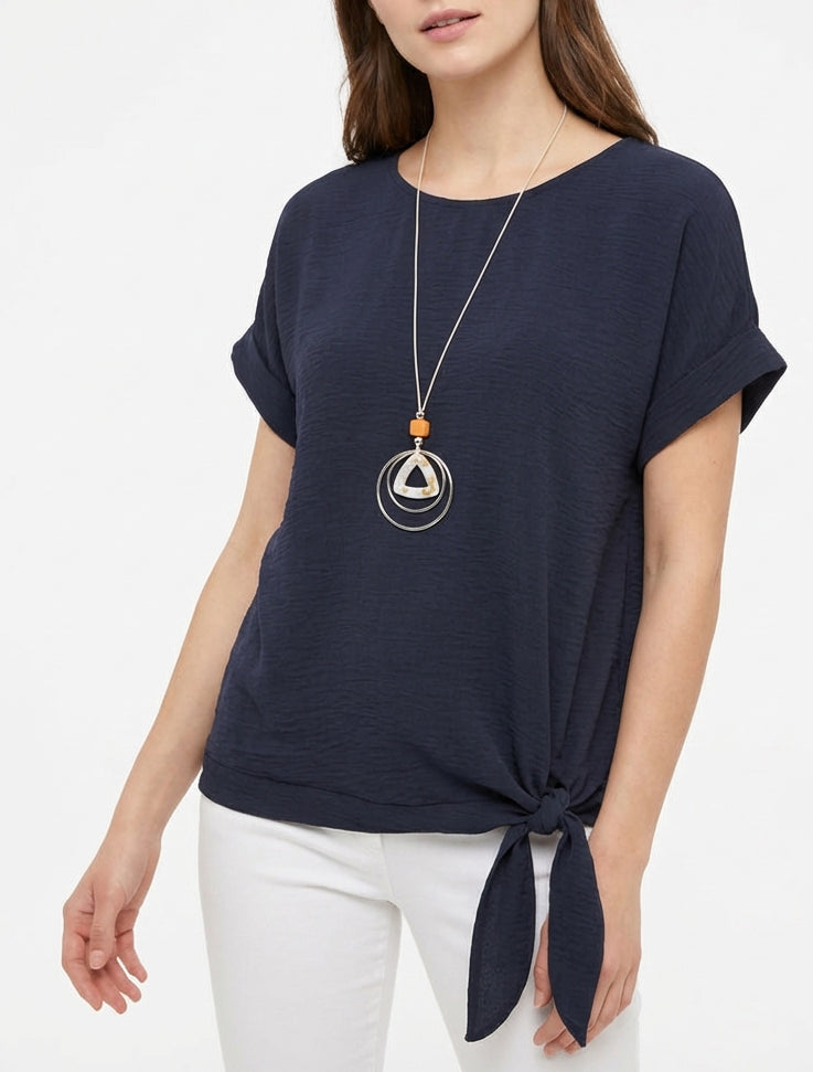 Kurzarm-Top zum Binden - Marine
