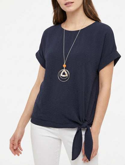 Kurzarm-Top zum Binden - Marine