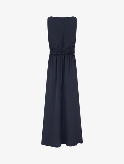 Robe longue évasée à bretelles perlées - Marine - 2