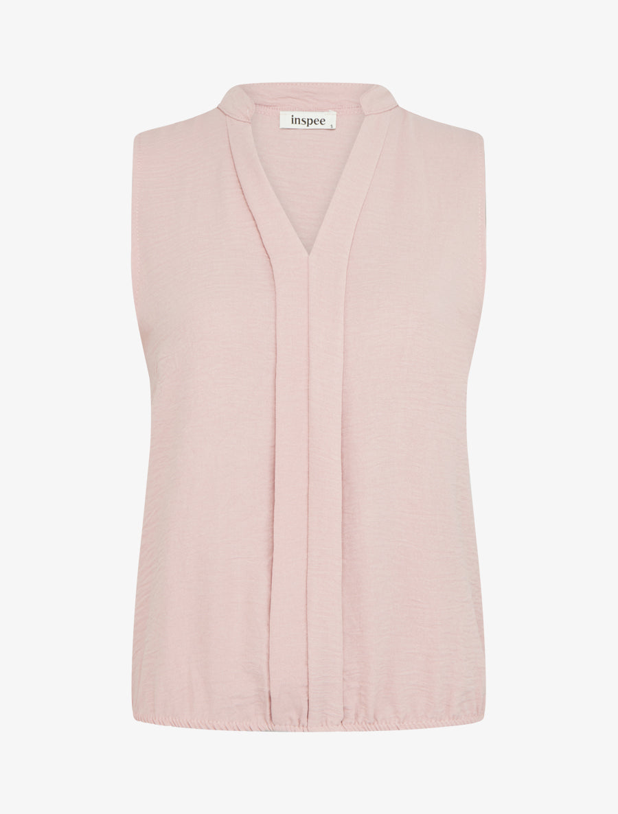 Top uni à col V - Vieux rose - 1
