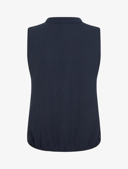 Top uni à col V - Marine - 2