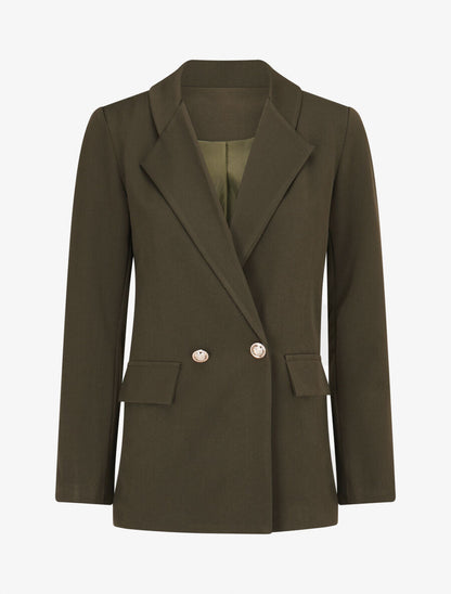 Veste basique cintrée à 2 boutons - Kaki foncé - 1