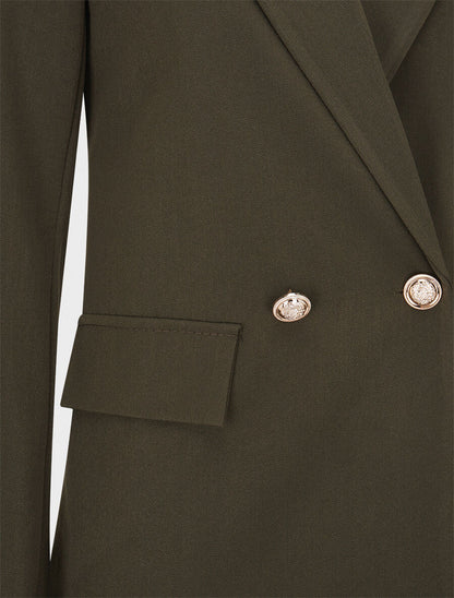 Veste basique cintrée à 2 boutons - Kaki foncé - 3