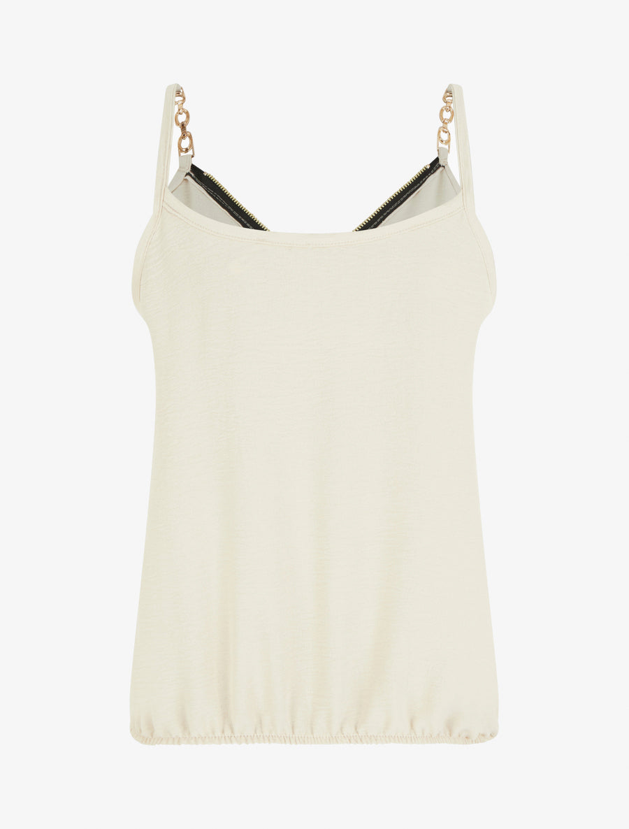 Caraco uni à col V zippé - Beige - 2