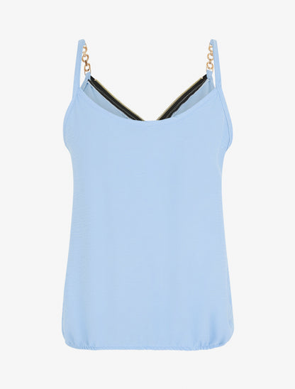 Caraco uni à col V zippé - Bleu ciel - 2